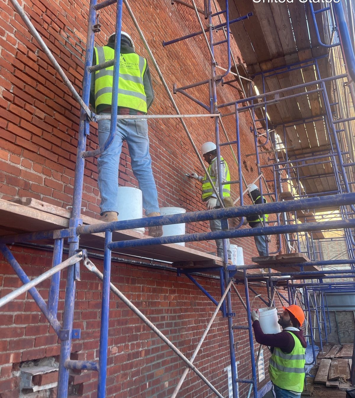 facade restoration work in progress Brooklyn